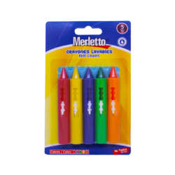 Artículos Escolares - Merletto Set de Crayones Lavables - 5 unidades
