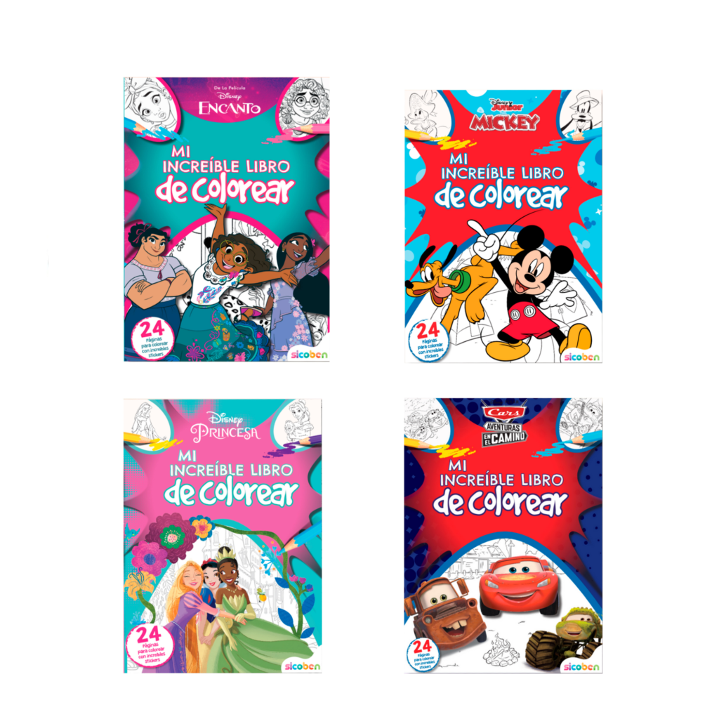 SICOBEN MI INCREIBLE LIB. DE COLOREAR DISNEY SURTIDO 24PGS BLANCO Y NEGRO