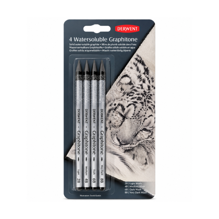 DERWENT GRAPHITONE 4 PZ set de lápices acuarelables de grafito soluble en agua para dibujo artístico