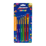 ARTESCO SET PINCELES P. NYLON P. REDONDA MANGO PLASTICO X6