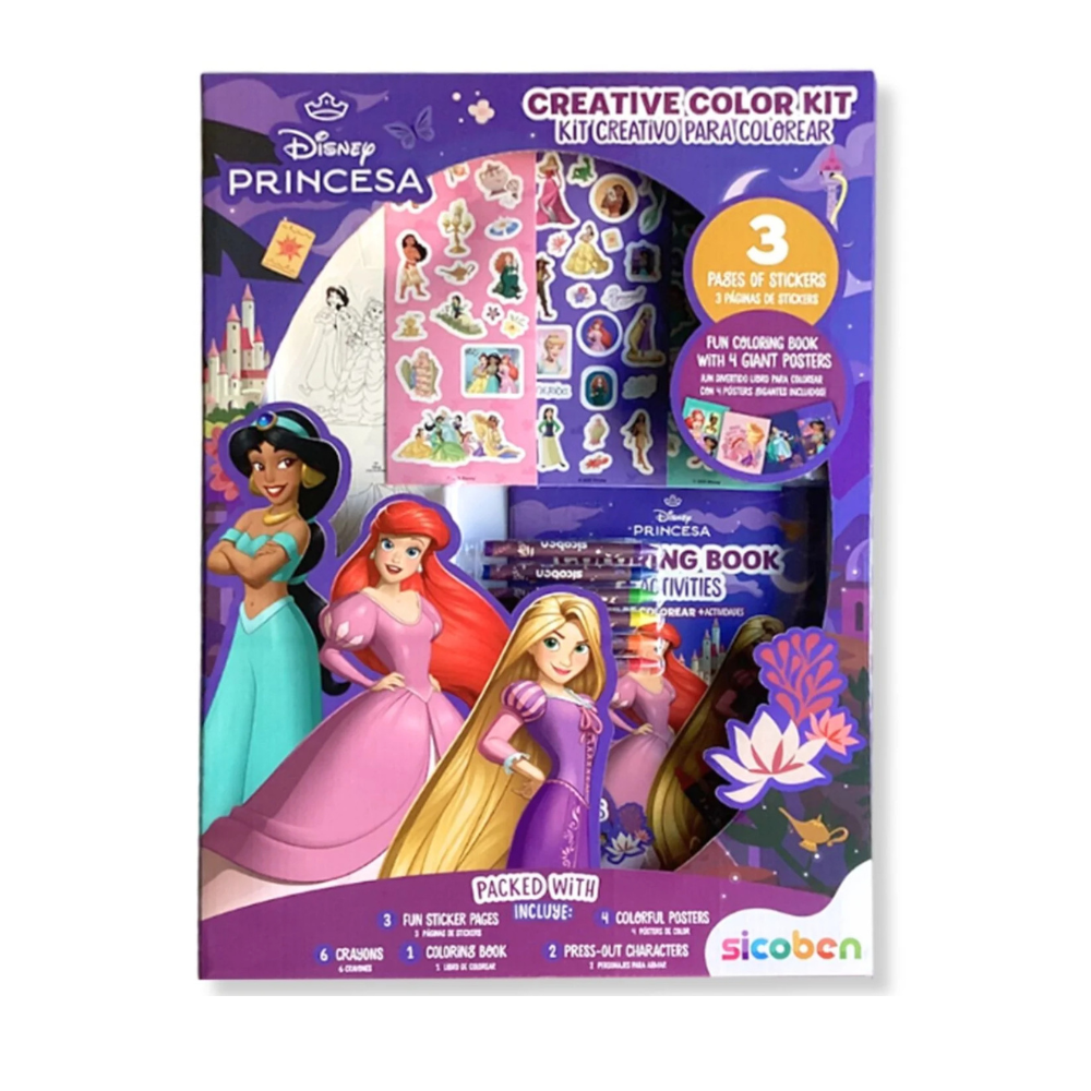 SICOBEN KIT CREATIVO DISNEY PRINCESAS con stickers, crayones y actividades para colorear