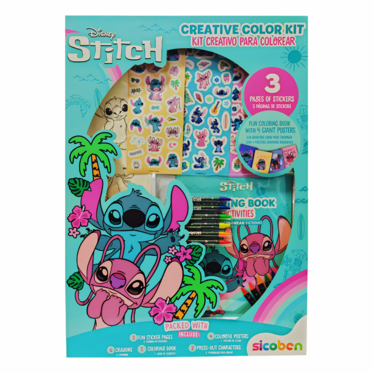SICOBEN KIT CREATIVO DISNEY STITCH NIÑA con stickers, crayones y actividades para colorear