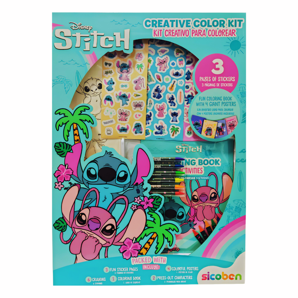 SICOBEN KIT CREATIVO DISNEY STITCH NIÑA con stickers, crayones y actividades para colorear
