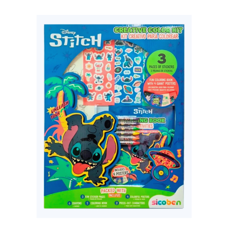 SICOBEN KIT CREATIVO DISNEY STITCH NIÑO con stickers, crayones y actividades para colorear