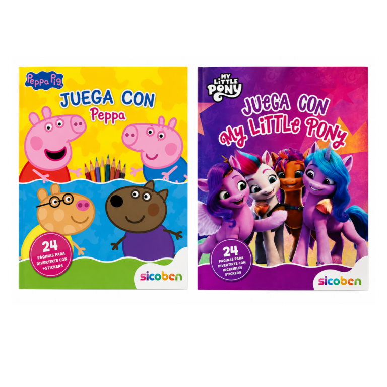 PEPPA PIG Y MY LITTLE PONY 24 PAG libro infantil con actividades y stickers