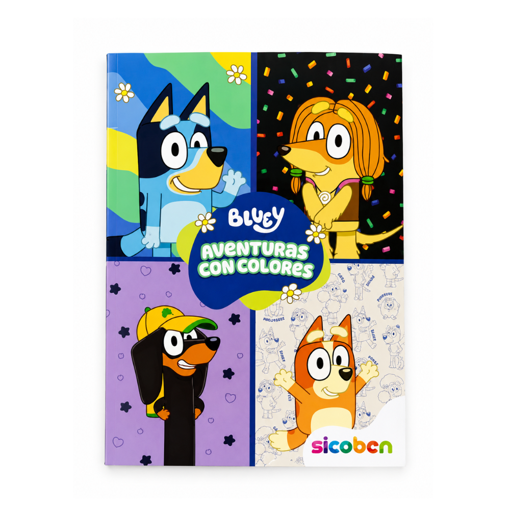 Libro para Colorear Bluey Aventuras con Colores Libro para Colorear Bluey Aventuras con Colores de SICOBEN con 16 páginas.