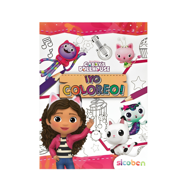 Libro para Colorear Gabby's Dollhouse de SICOBEN con 24 páginas.