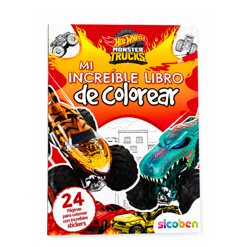 Mi Increíble Libro de Colorear Hot Wheels 24 Páginas Mi Increíble Libro de Colorear Hot Wheels de SICOBEN con 24 páginas y stickers.