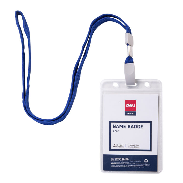 Deli funda de carnet transparente con cinta azul vertical