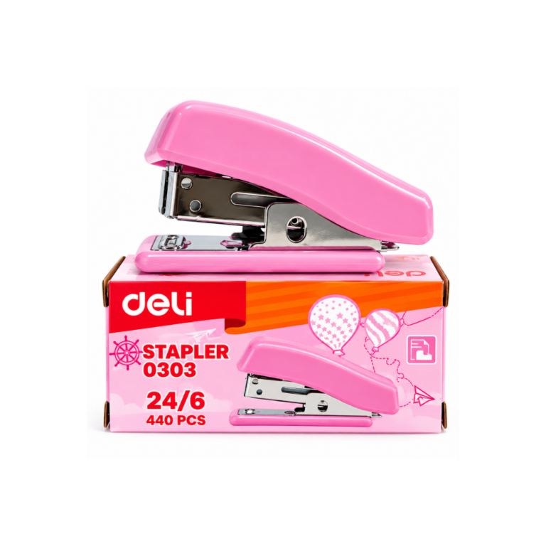 Deli Mini Engrapadora Rosada y Celeste 24/6