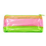 stuche Merletto transparente juvenil rosa y verde de 20.5 x 9 cm
