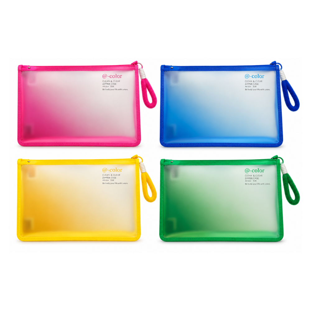 21872 MERLETTO CARPETA PLASTICA CON ZIPPER Y ASA COL SURTIDOS Merletto Carpeta Plástica con Zipper y Asa de Colores Surtidos