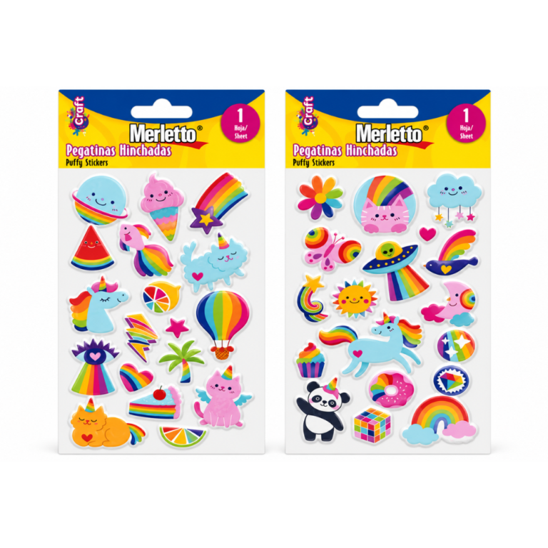 Merletto Pegatinas Puffy Arcoíris Hinchadas Surtidas