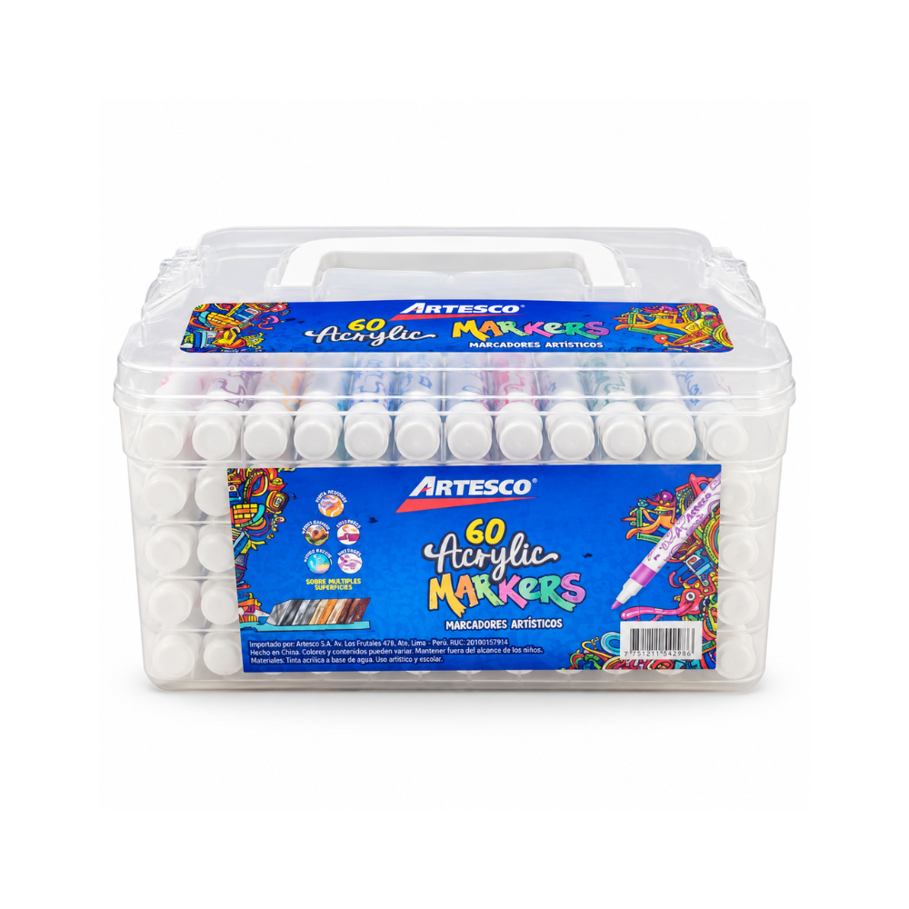 21944 ARTESCO MARCADORES ACRILICOS 4MM X60 Artesco Marcadores Acrílicos x60 de 4 mm